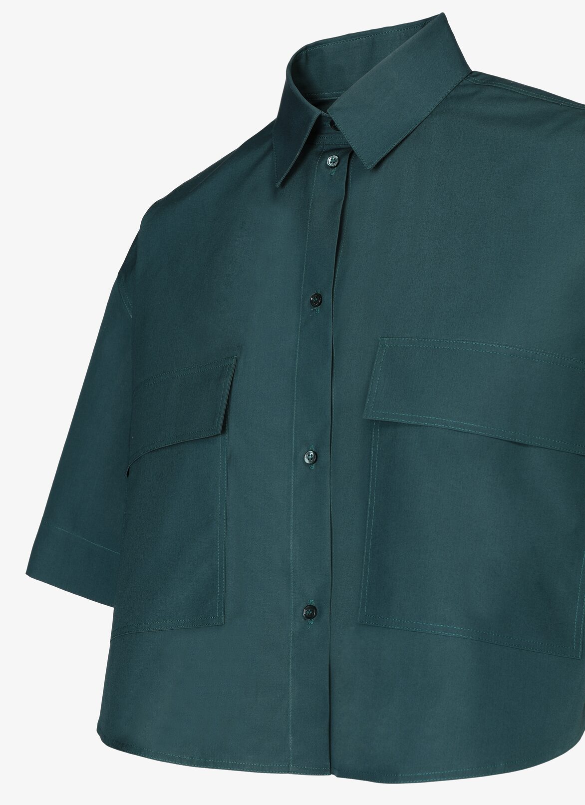 Alaïa Edition 1985 Oversized Crop Shirt  ALAÏA MARINE GREEN ALAÏA EDITION 1985 OVERSIZED CROP SHIRT